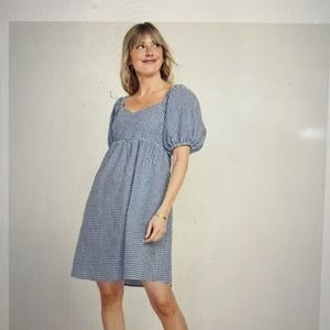 Old Navy white Gingham Puff Sleeve Dress Large